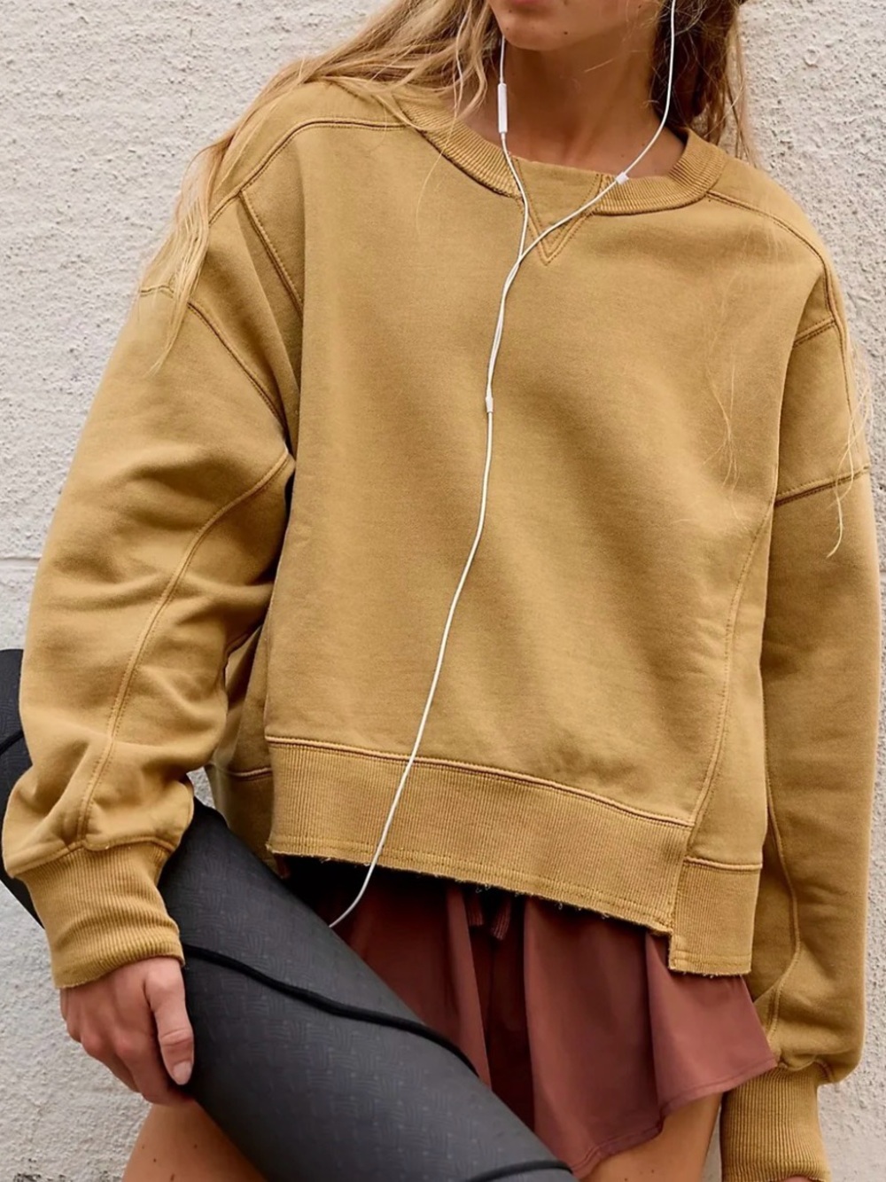 NWOT Free People Movement Oversized Intercept Pullover Light Tan Color Size XS